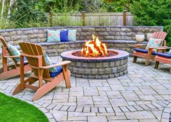 Landscape Design with Paver Patio, Fire Pit, Retaining Wall, Outdoor ...